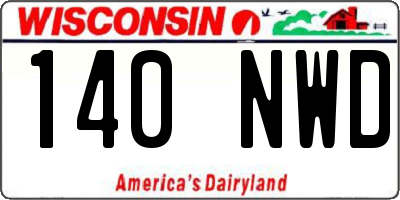 WI license plate 140NWD