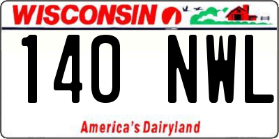 WI license plate 140NWL