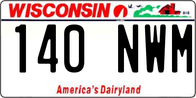 WI license plate 140NWM
