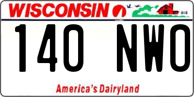 WI license plate 140NWO