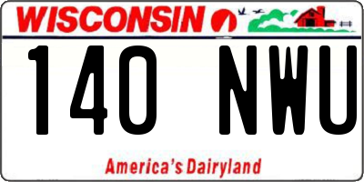WI license plate 140NWU
