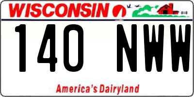 WI license plate 140NWW