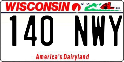 WI license plate 140NWY