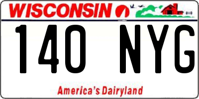 WI license plate 140NYG