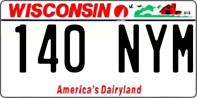 WI license plate 140NYM