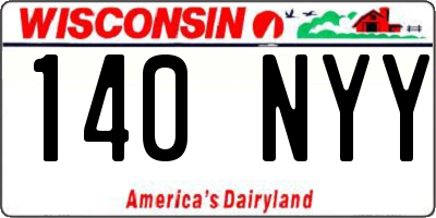 WI license plate 140NYY