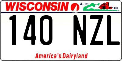 WI license plate 140NZL