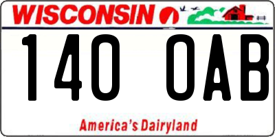WI license plate 140OAB