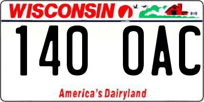 WI license plate 140OAC
