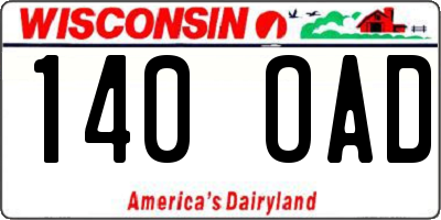 WI license plate 140OAD