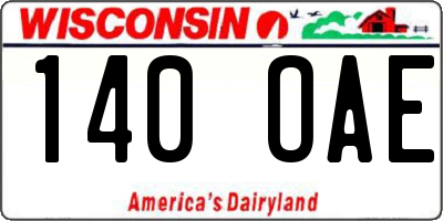WI license plate 140OAE