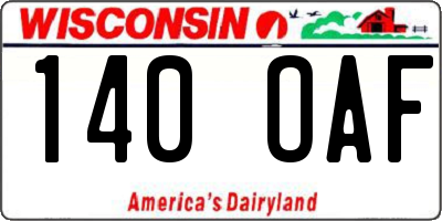WI license plate 140OAF
