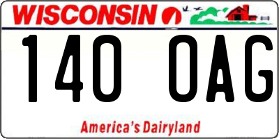 WI license plate 140OAG