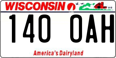 WI license plate 140OAH