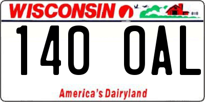 WI license plate 140OAL