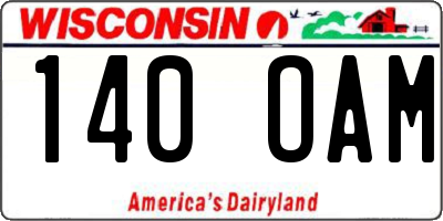 WI license plate 140OAM