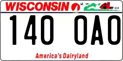 WI license plate 140OAO