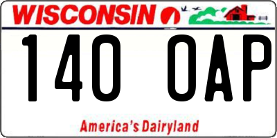 WI license plate 140OAP