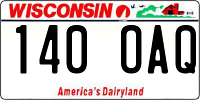 WI license plate 140OAQ