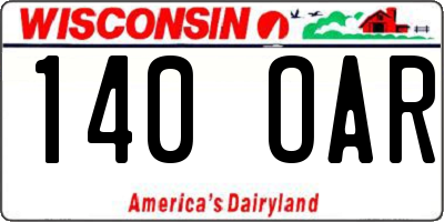 WI license plate 140OAR