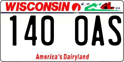 WI license plate 140OAS
