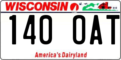 WI license plate 140OAT
