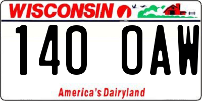 WI license plate 140OAW