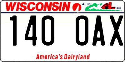 WI license plate 140OAX