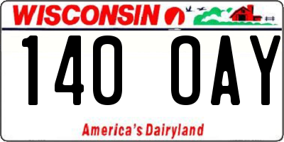 WI license plate 140OAY