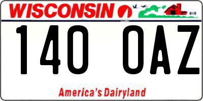 WI license plate 140OAZ