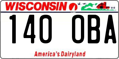 WI license plate 140OBA