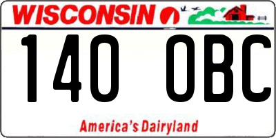WI license plate 140OBC