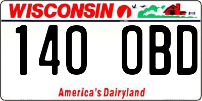 WI license plate 140OBD