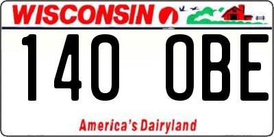 WI license plate 140OBE