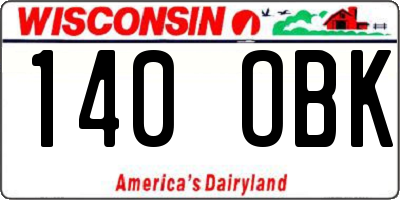 WI license plate 140OBK