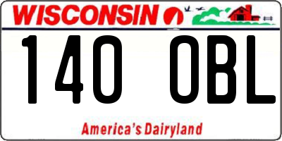 WI license plate 140OBL