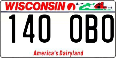 WI license plate 140OBO