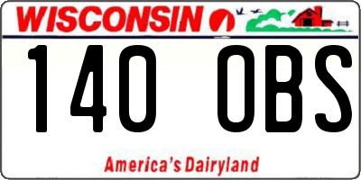 WI license plate 140OBS