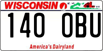WI license plate 140OBU