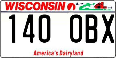 WI license plate 140OBX
