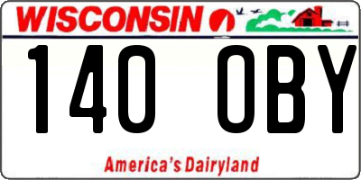 WI license plate 140OBY