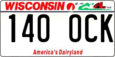 WI license plate 140OCK