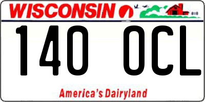 WI license plate 140OCL