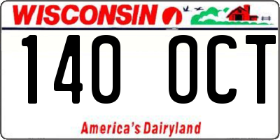 WI license plate 140OCT
