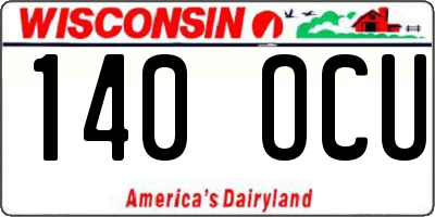 WI license plate 140OCU