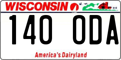 WI license plate 140ODA