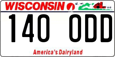 WI license plate 140ODD