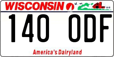 WI license plate 140ODF