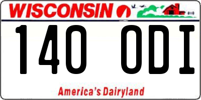 WI license plate 140ODI