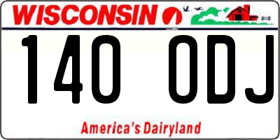 WI license plate 140ODJ
